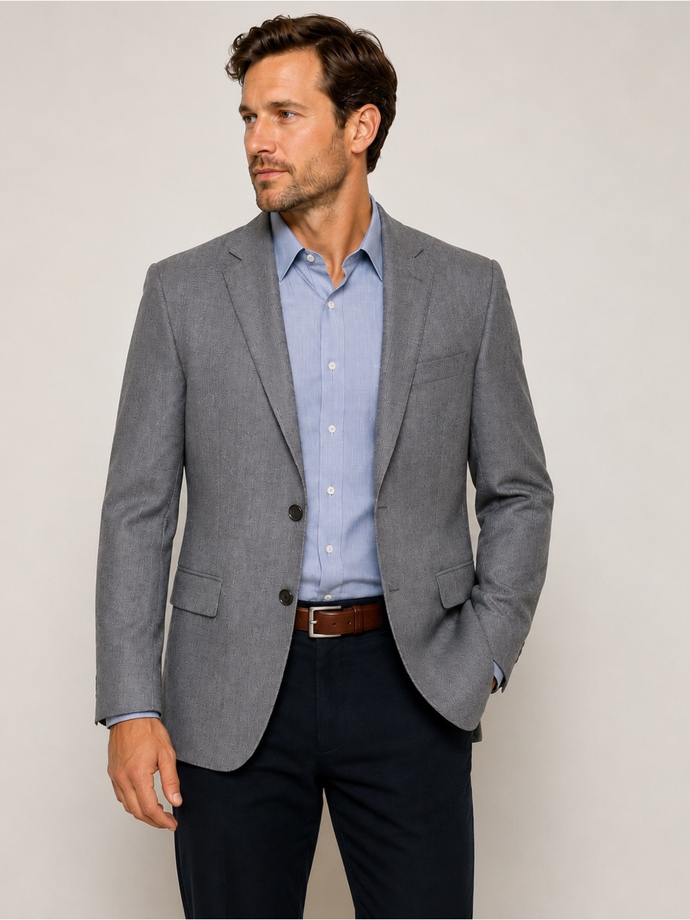 Hart Schaffner Marx Gray Wool Blazer Sport Coat Mens 46R USA Made
